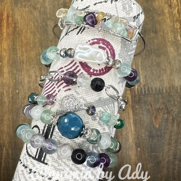 Rainbow Fluorite beaded handmade bracelet - Picture 4 of 12